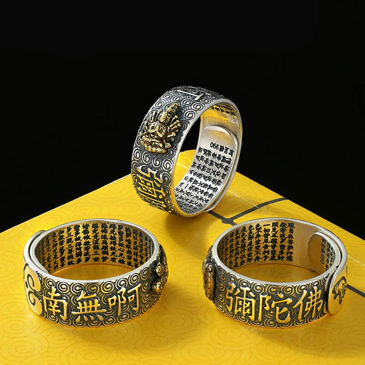 Buddha Stones Zodiaco cinese Buddha natale Ricchezza Fortuna Anello regolabile