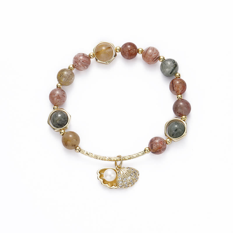 Braccialetto di perline di protezione in quarzo rutilato naturale colorato Buddha Stones