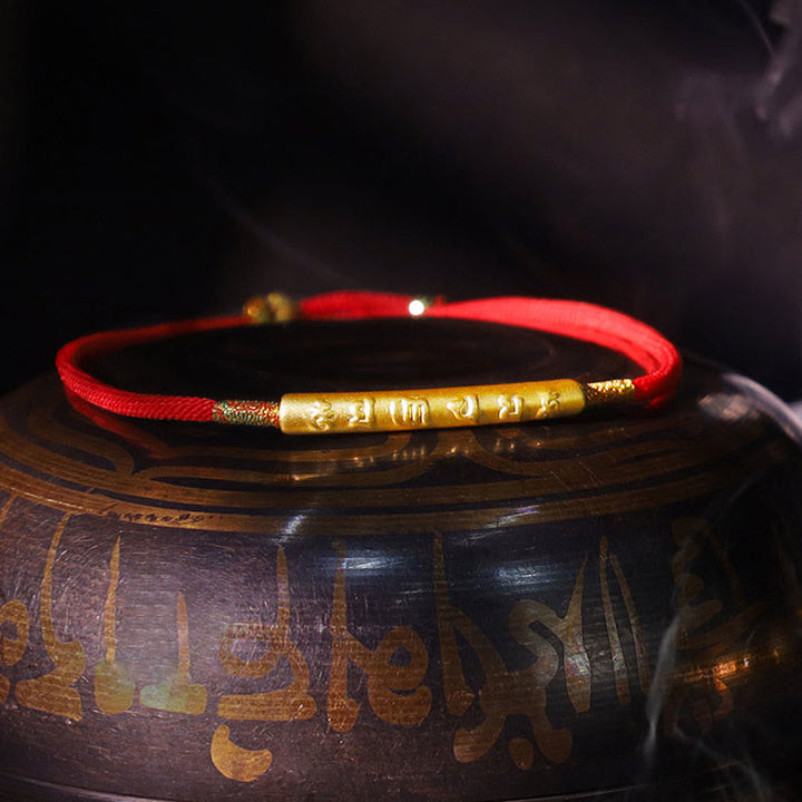 Buddha Stones Braccialetto buddista tibetano fatto a mano con corda rossa fortunata Mani Mantra