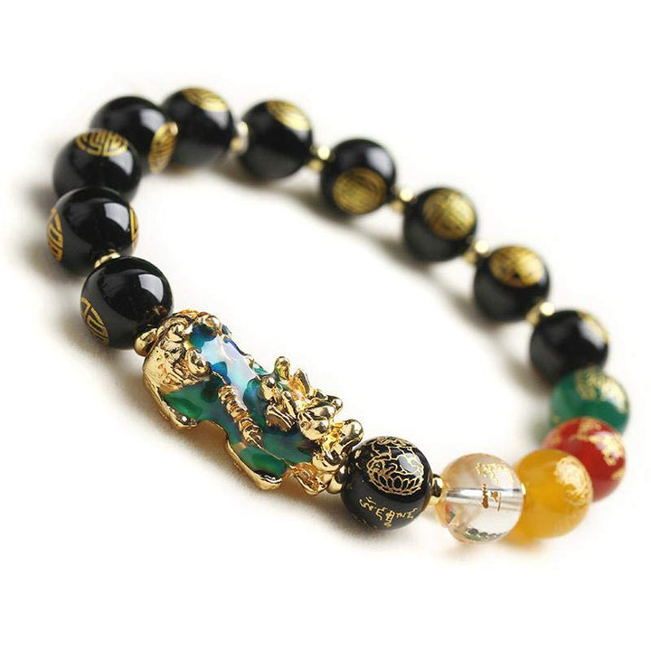 Braccialetto portafortuna in ossidiana Pixiu che cambia colore Buddha Stones