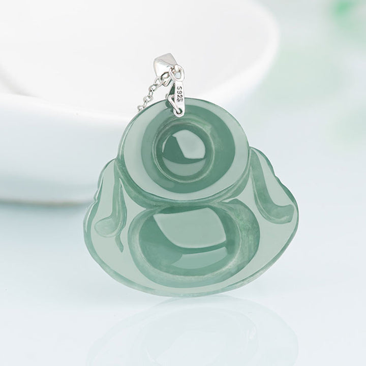 Collana con Buddha Stones in argento sterling 925 con ciondolo a forma di Buddha che ride, protezione e calma - image 7