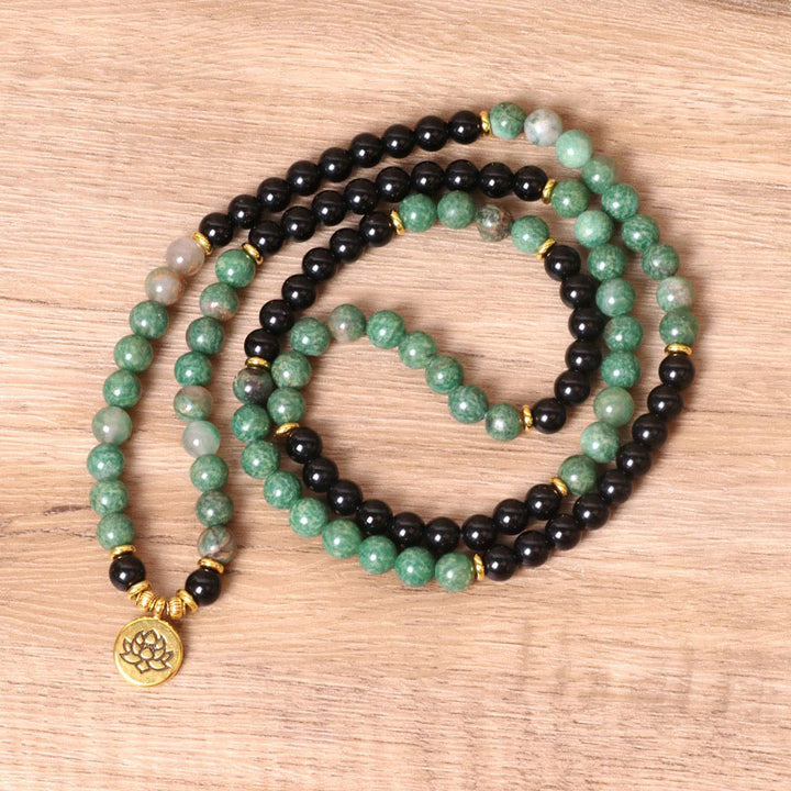 Buddha Stones 108 Perle Bracciale Mala di Guarigione in Agata Naturale