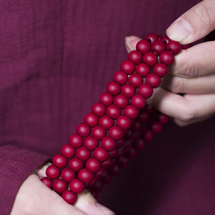 Buddha Stones 108 Mala Beads Natural Abelia Biflora Braccialetto di protezione in legno