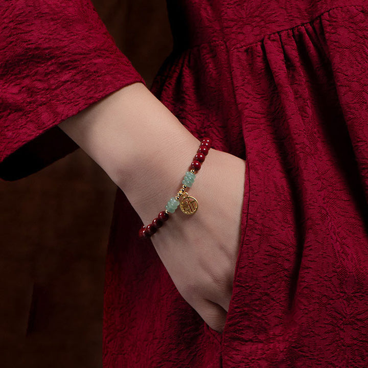 Buddha Stones Braccialetto portafortuna con avventurina verde cinabro - image 2