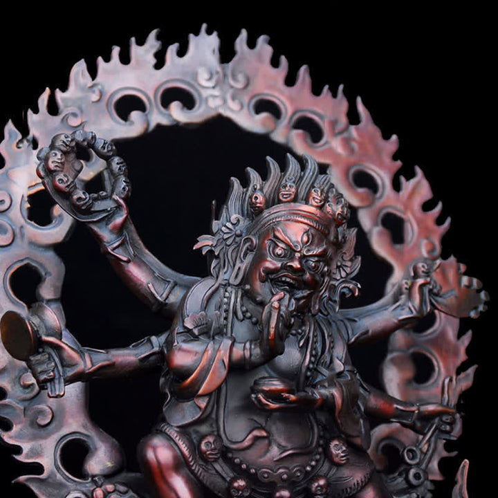 Tibet Mahakala Bodhisattva Figurina Compassione Statua in Rame Decorazione