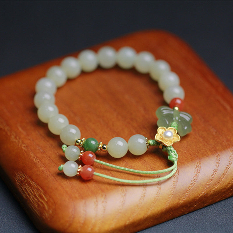 Bracciale Buddha Stones 925 Sterling Silver Jade Luck Flower Butterfly - Giada (Prosperità ♥ Abbondanza) - image 0
