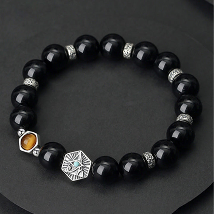 Braccialetto di purificazione Occhio di Tigre Occhio della Provvidenza in Argento Sterling 925 Buddha Stones