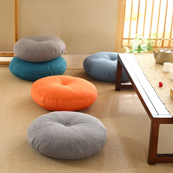 Cuscino per seduta da meditazione in lino con motivo semplice Buddha Stones e loto, decorazione per la casa e il soggiorno
