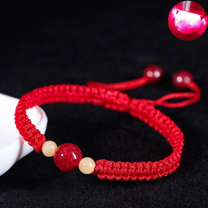 Braccialetto rosso con corda e cinabro per bambini, con Buddha Stones
