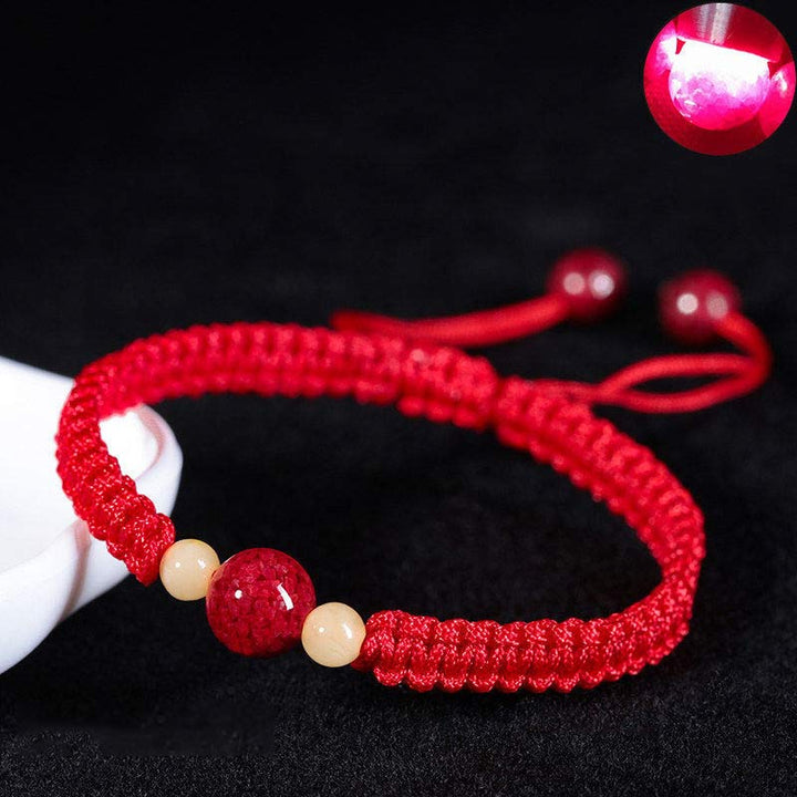 Braccialetto rosso con corda e cinabro per bambini, con Buddha Stones