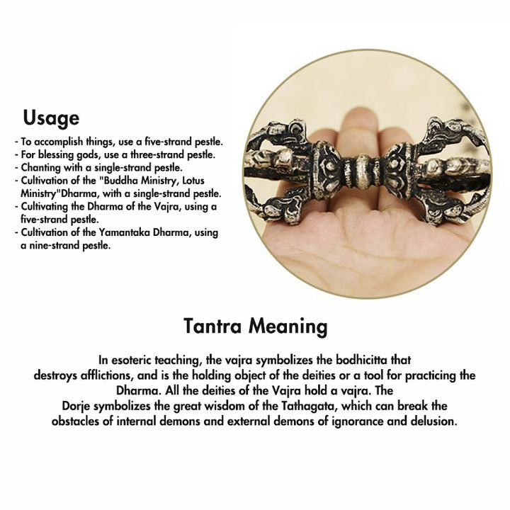 Set di campane per meditazione tibetane Buddha Stones e decorazioni in rame Vajra Dorje - image 22