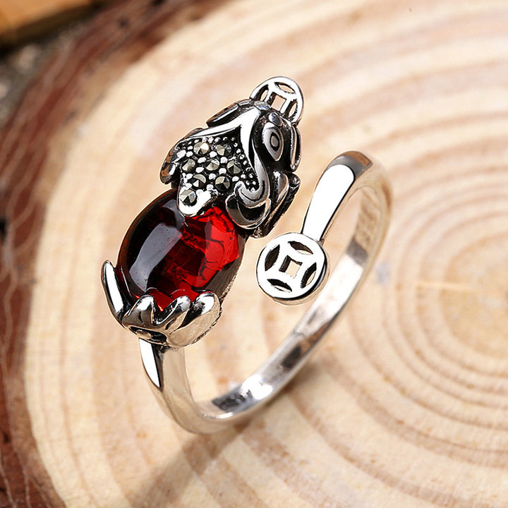Anello regolabile Buddha Stones FengShui Genstone PiXiu Wealth