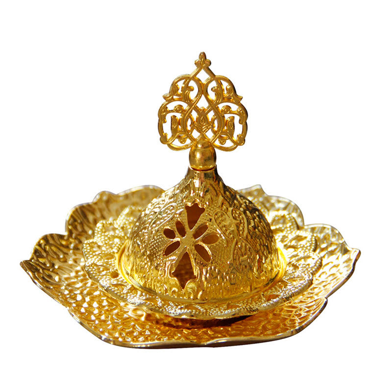 Sottobicchiere in foglia d'oro spirituale Mini lega di metallo bruciatore di incenso