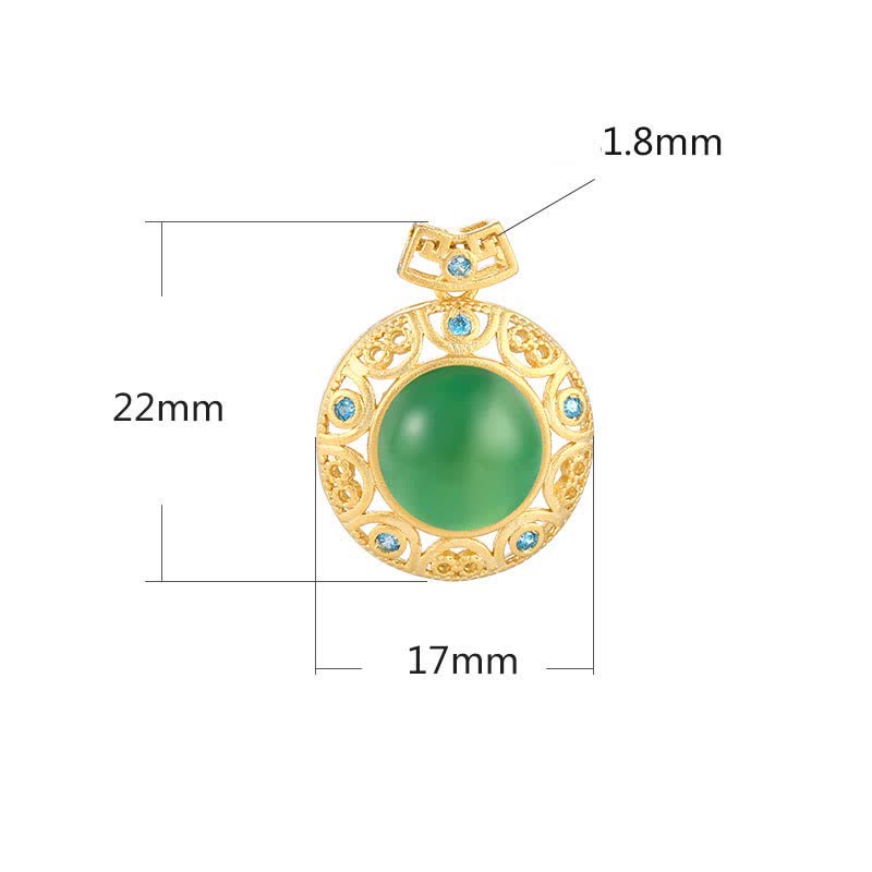 Collana con ciondolo in argento sterling 925, calcedonio verde, giada bianca Hetian Strength