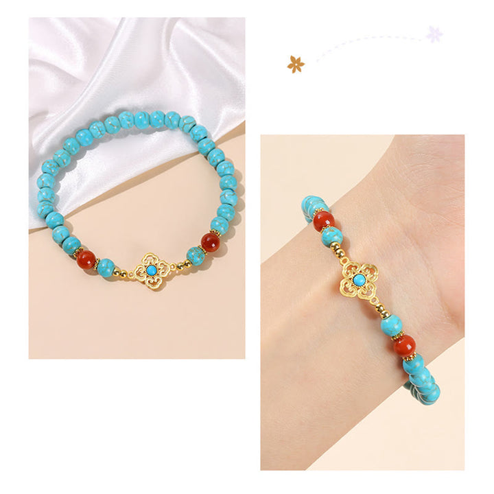 Braccialetto di protezione dell'equilibrio con perline turchesi Buddha Stones