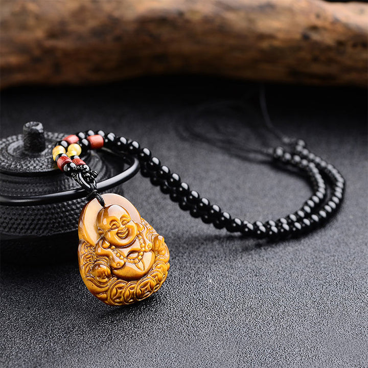 Collana di benedizione del Buddha che ride con occhio di tigre Buddha Stones del Buddha
