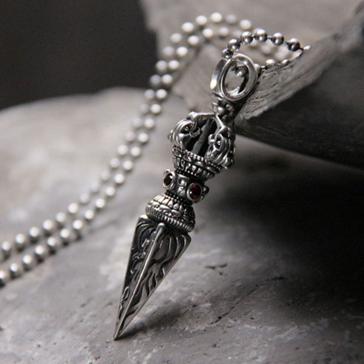 Collana con ciondolo di potere spirituale Vajra in argento sterling 925 Buddha Stones