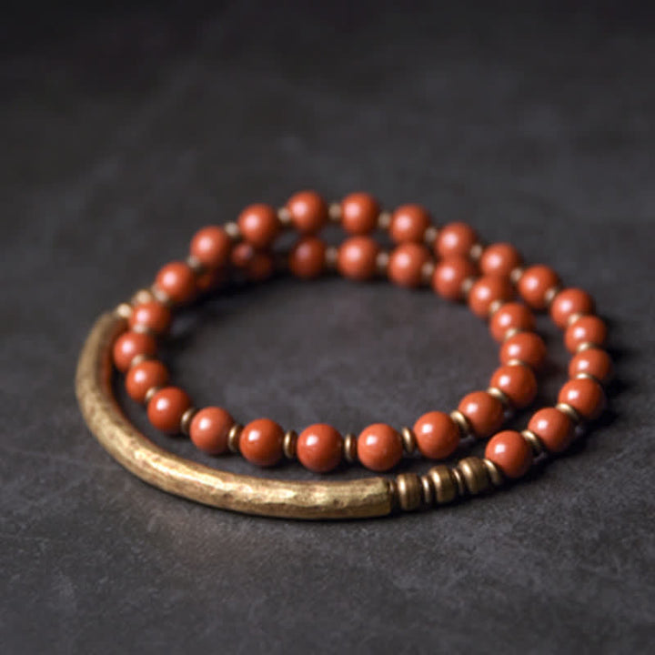 Braccialetto di coppia della pace in cristallo di rame, diaspro rosso, agata muschiata, ossidiana nera e Buddha Stones