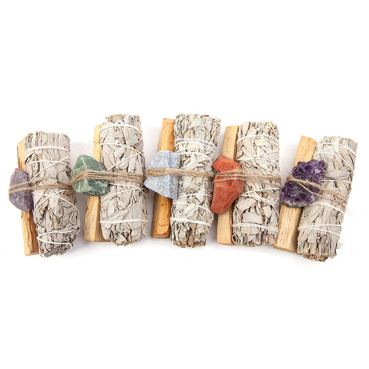 Buddha Stones Palo Santo naturale Ametista Avventurina verde Cristallo Salvia bianca Smudge Purifica Set altare Forniture spirituali