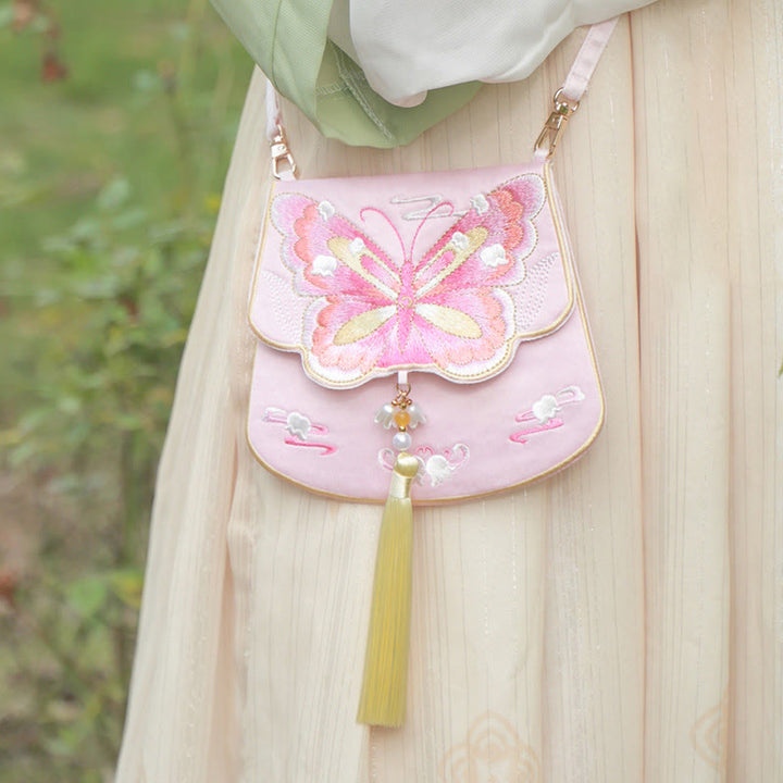 Buddha Stones Fortuna Ricamo Loto Koi Pesce Coniglio Fiore Borsa Hanfu Borsa a Tracolla Borsa a Tracolla