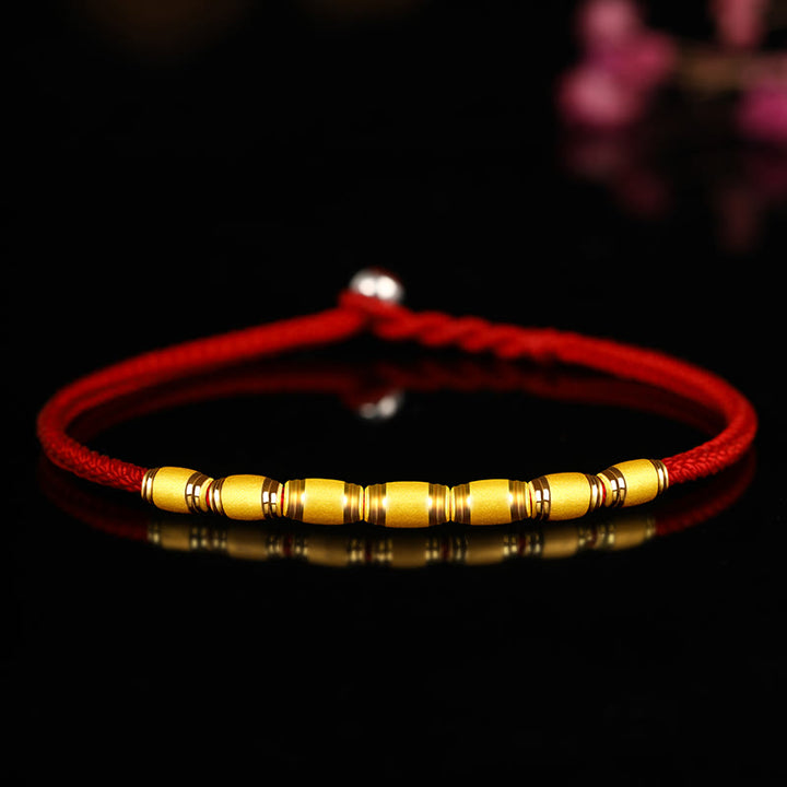 Braccialetto in corda rossa con nodo della pace a otto fili in oro 999 con Buddha Stones portafortuna