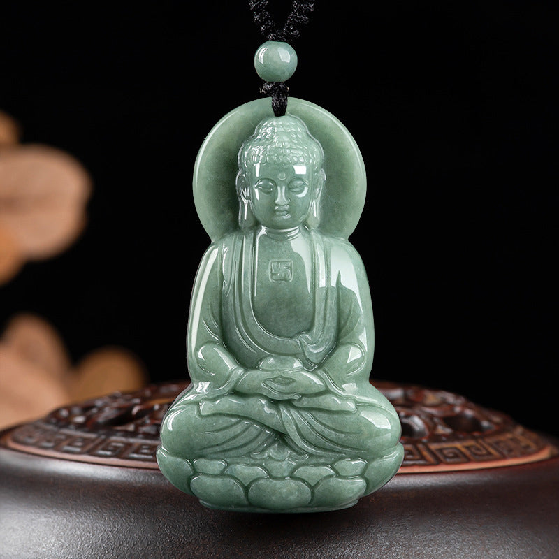 Buddha Stones Amitabha Buddha Amuleto di Giada Collana di Corda della Compassione - SIMBOLO DEL BUDDHA (COMPASSIONE ♥ SERENITÀ) - image 1