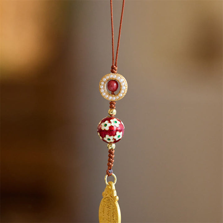 Buddha Stones Wu Lou Zucca Fu Carattere Tai Sui Amuleto Fortuna Telefono Appeso Decorazione Portachiavi