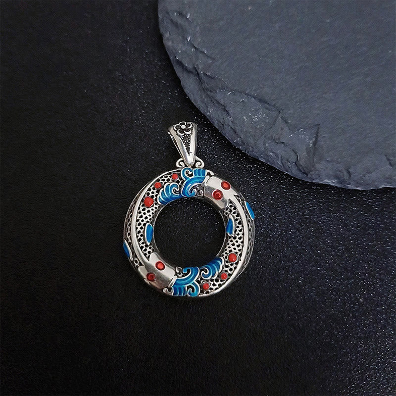 Buddha Stones Koi Fish Peace Buckle Rame Ricchezza Fortuna Collana Pendente