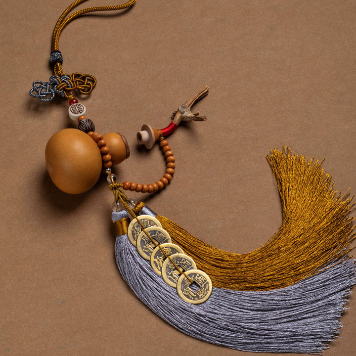 Buddha Stones Monete Feng Shui Zucca Nodo cinese Monete fortunate Cinque imperatori Denaro Ricchezza Nappe Decorazione
