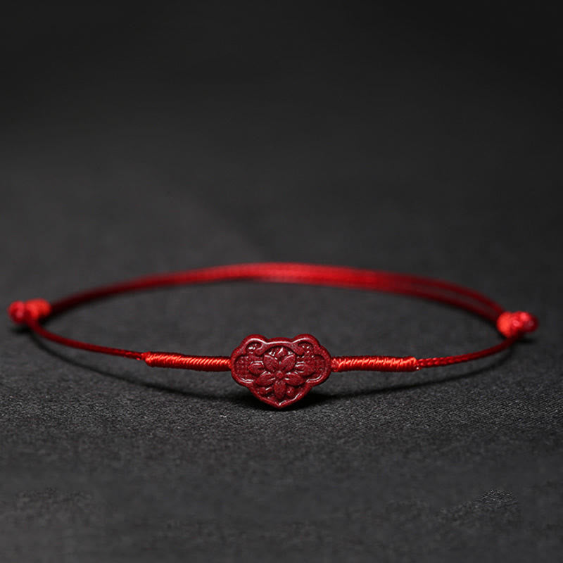 Braccialetto intrecciato con benedizione di Buddha Stones , fatto a mano, con fiore di prugna, quadrifoglio, PiXiu, loto, pesce koi, cinabro