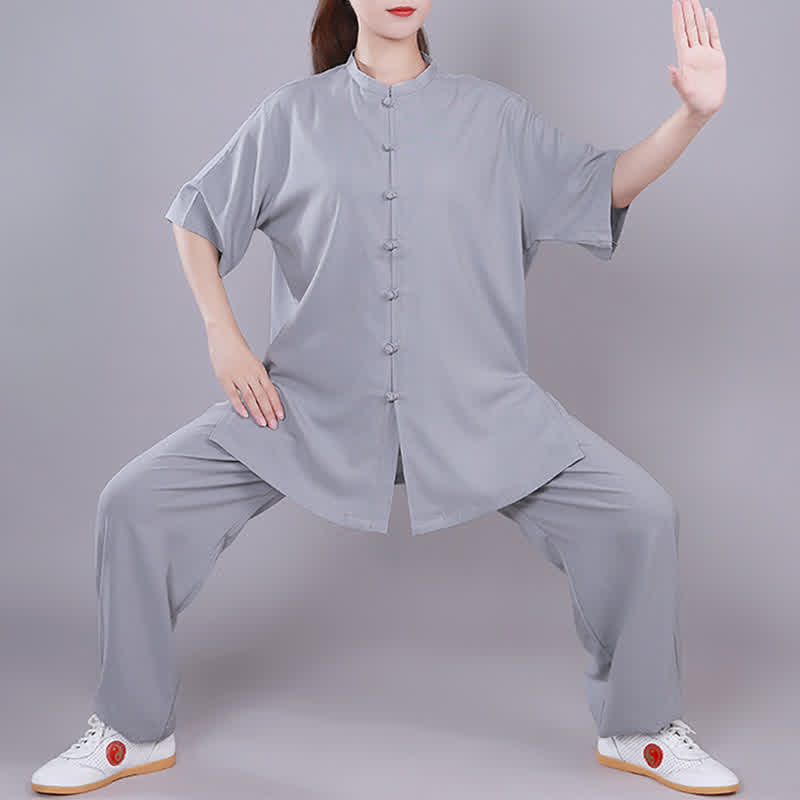 Set di abbigliamento unisex in cotone e lino , Buddha Stones, Tai Chi, Qigong, meditazione, preghiera, pratica spirituale Zen - Grigio - Manica corta - US14, UK/AU18, EU46 (3XL)  - image 23