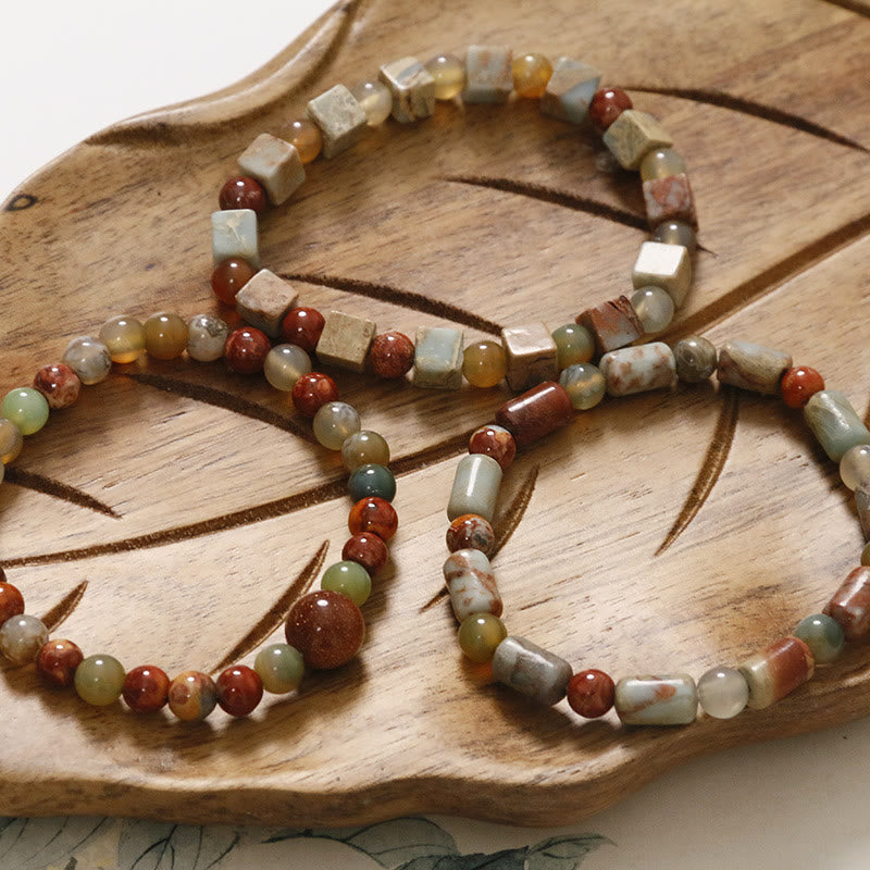 Braccialetto di protezione in pietra naturale Buddha Stones Sea Sediment Jasper Agate