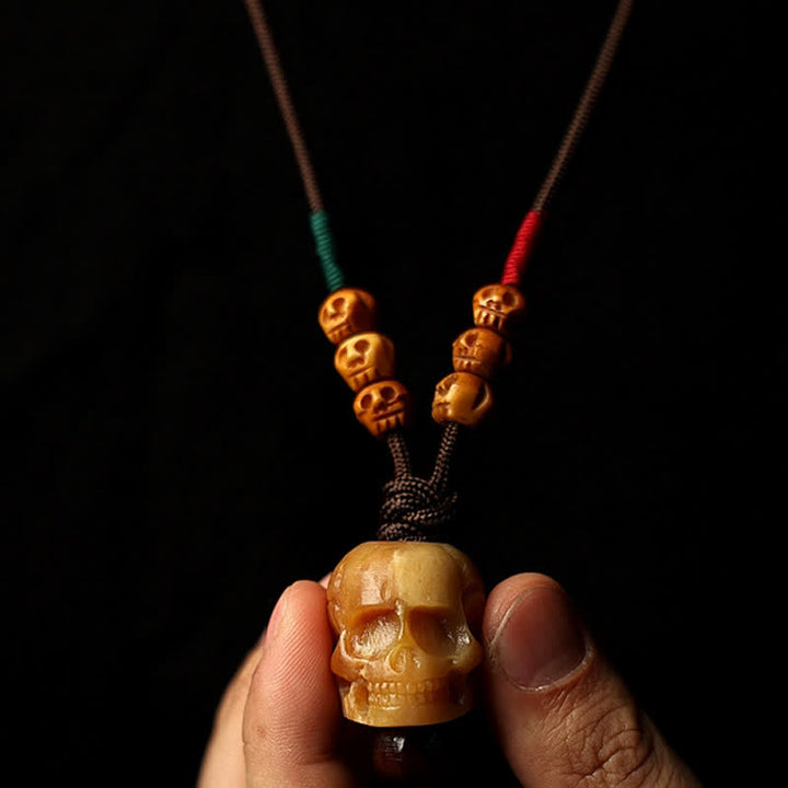 Buddha Stones Tibetano Osso di Cammello Teschio Il Signore del Cadavere Collana con Ciondolo per la Protezione della Foresta