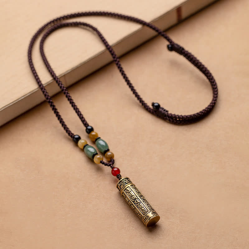 Buddhastoneshop Tibet Om Mani Padme Hum Agata Shurangama Sutra Collana con pendente di protezione - image 4