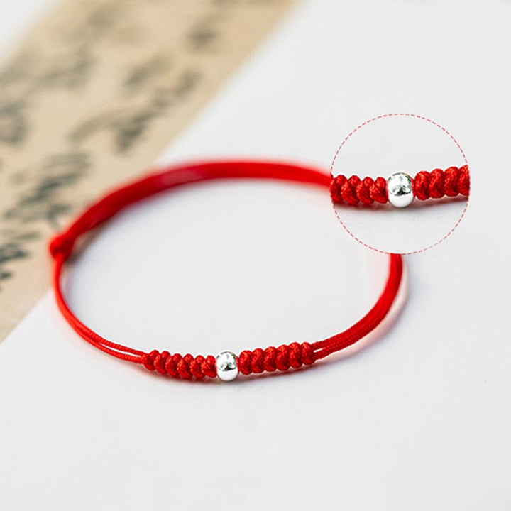 Braccialetto intrecciato con cordino rosso in argento sterling 925 Buddha Stones Luck Bead Protection