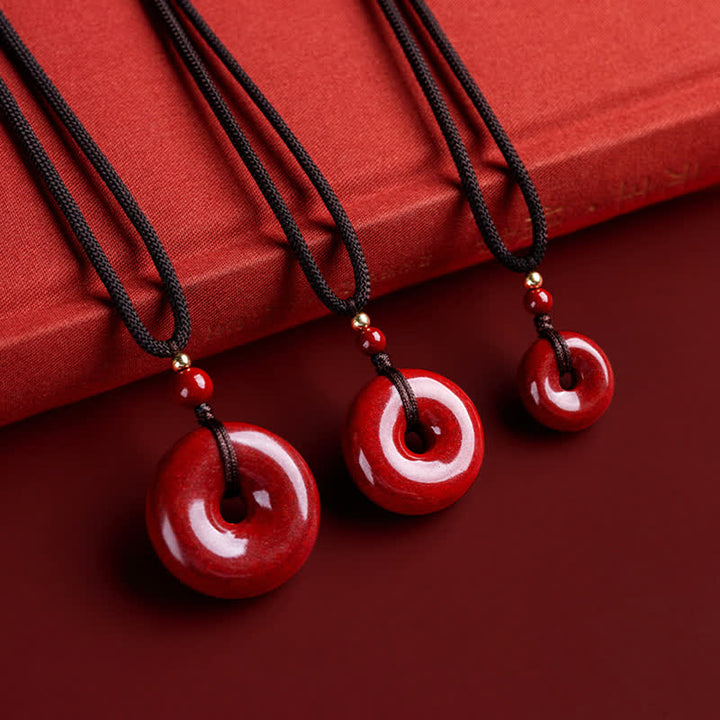 Collana con ciondolo con fibbia della pace , Buddha Stones, cinabro, benedizione e calma