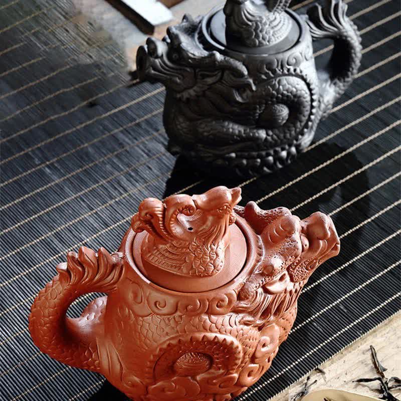 Teiera in ceramica vintage Dragon Phoenix