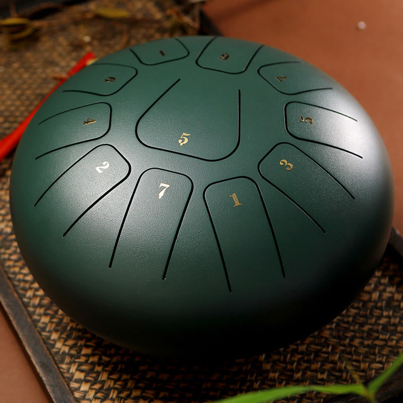 Buddha Stones Steel Tongue Drum Sound Healing Mindfulness Meditazione Yoga Drum Kit 11 Note 8 Pollici - Verde scuro - image 10