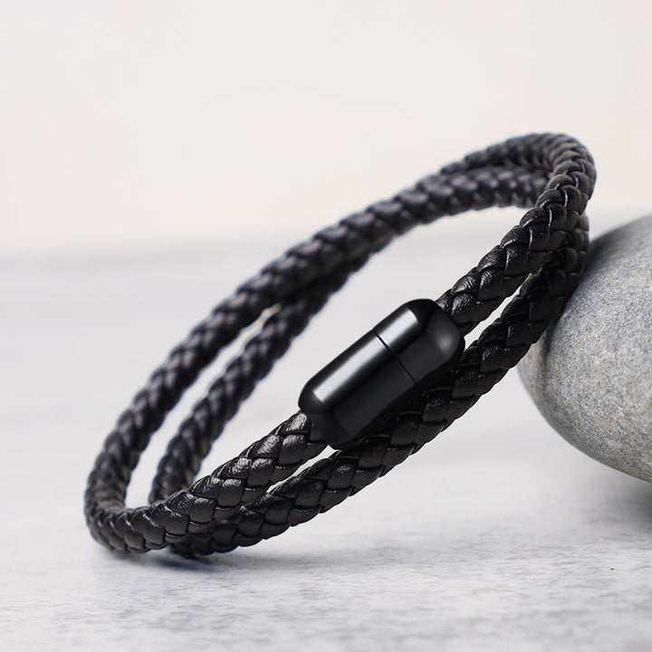 Braccialetto con fibbia magnetica di protezione in corda rossa in vera pelle Buddha Stones