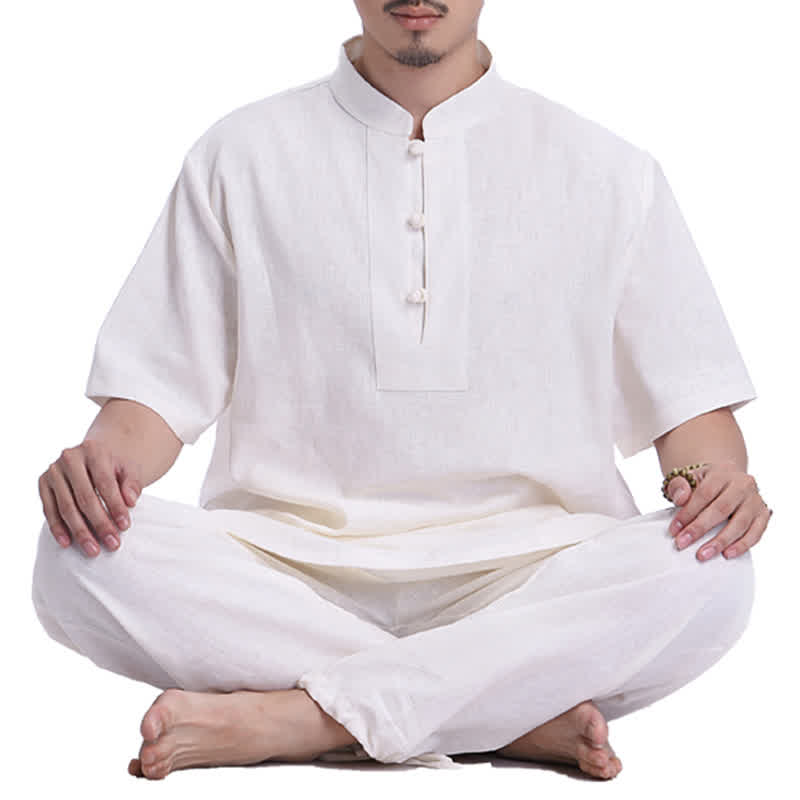 Buddha Stones Spirituale Zen Meditazione Preghiera Pratica Cotone Lino Abbigliamento Uomo Set - image 17