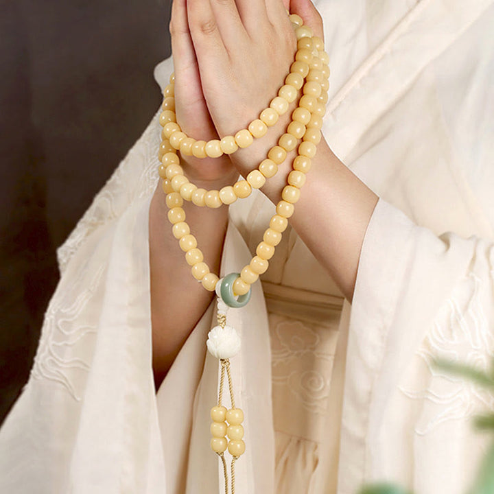 Braccialetto con ciondolo di pace e armonia, perline di loto Dzi, semi di Bodhi naturali , Buddha Stones