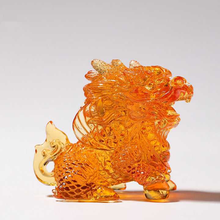 Buddha Stones Feng Shui Kirin Fatto a mano Liuli Cristallo Arte Pezzo Decorazione Casa Ufficio