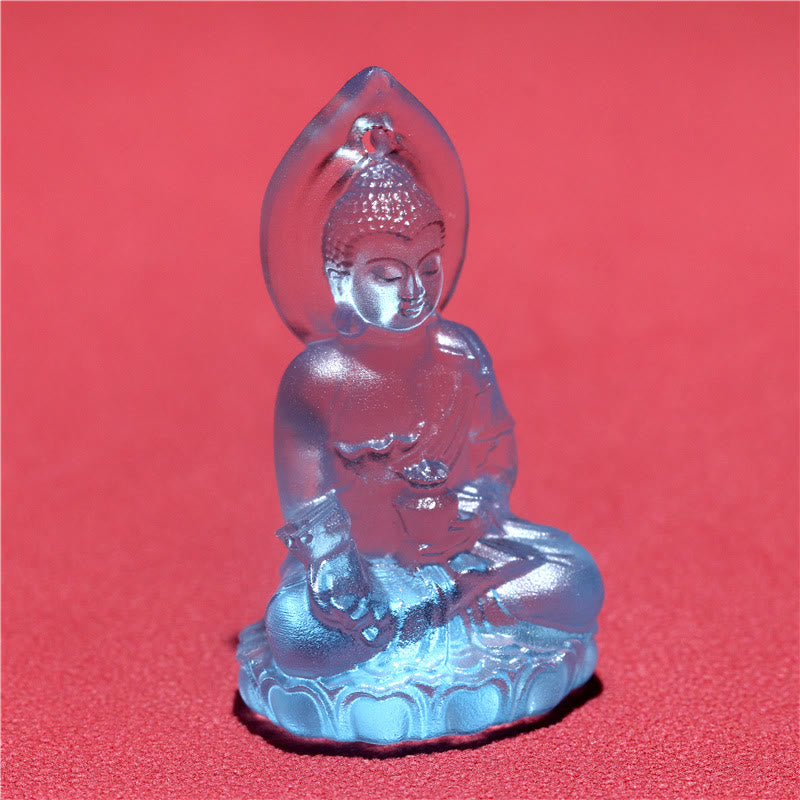 Buddha Stones Buddha Tathagata blu Buddha della medicina Liuli cristallo amuleto della serenità collana pendente - image 8