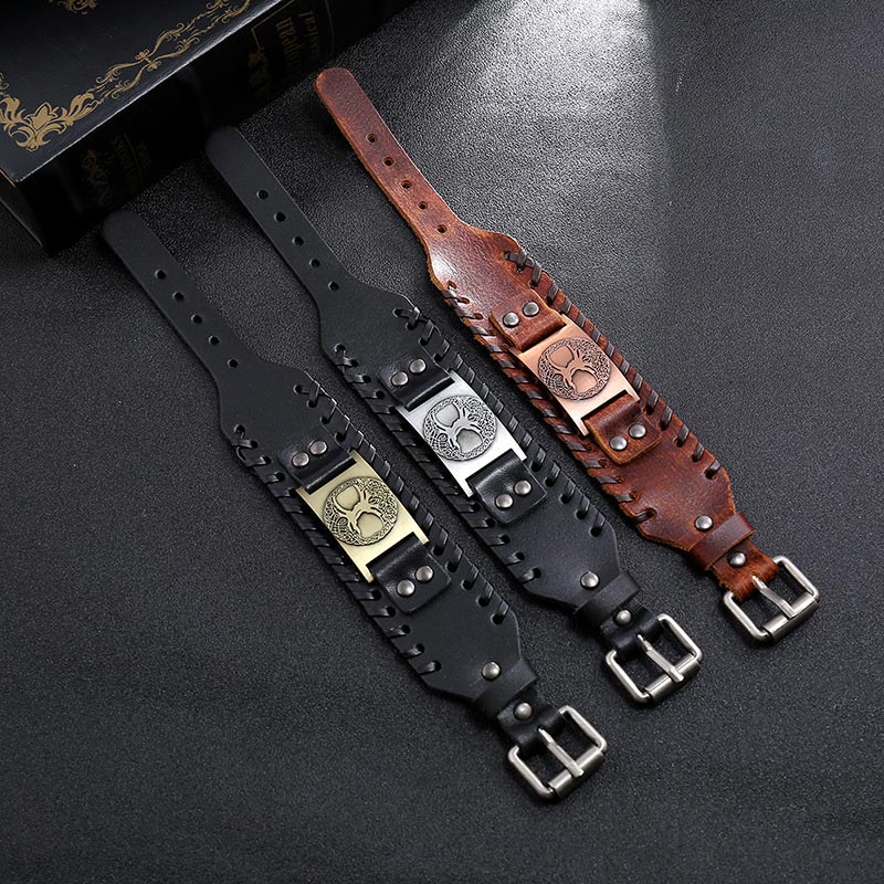 Buddha Stones Bracciale in pelle con albero della vita portafortuna - image 8