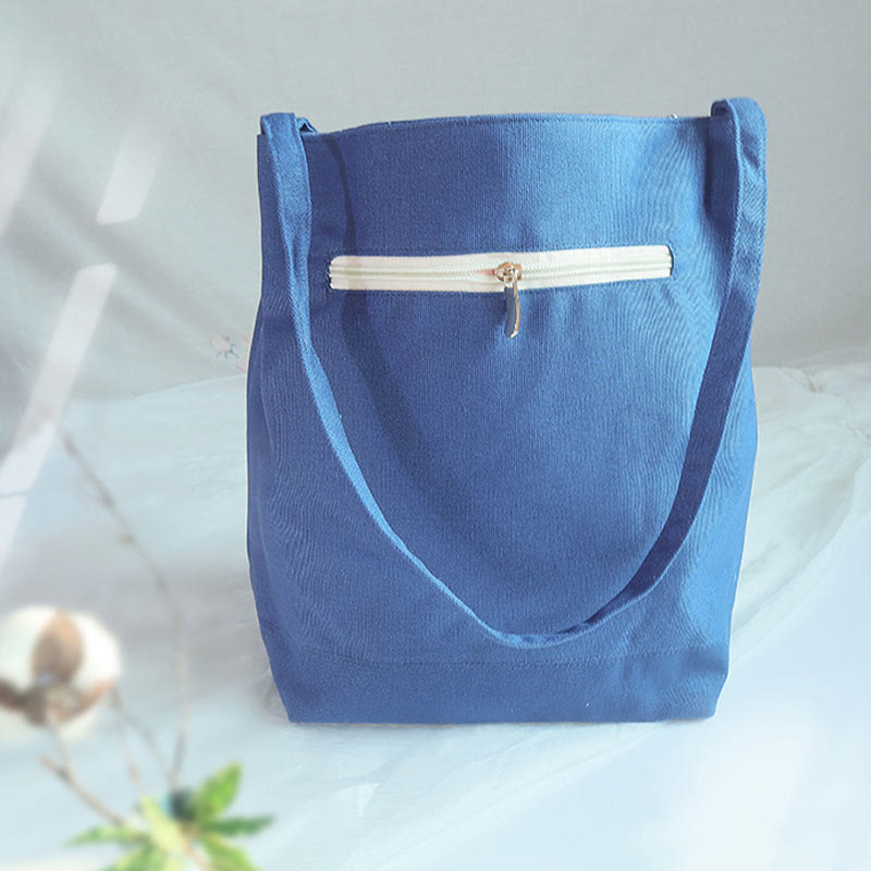 Buddha Stones Flower Crane Plum Blossom Ricamo Tela Grande Capacità Borsa a Tracolla Tote Bag