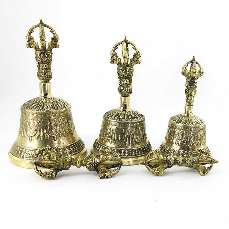 Buddha Stones Campana tibetana per meditazione e Vajra Dorje in rame con bilanciamento fatto a mano Set di decorazioni