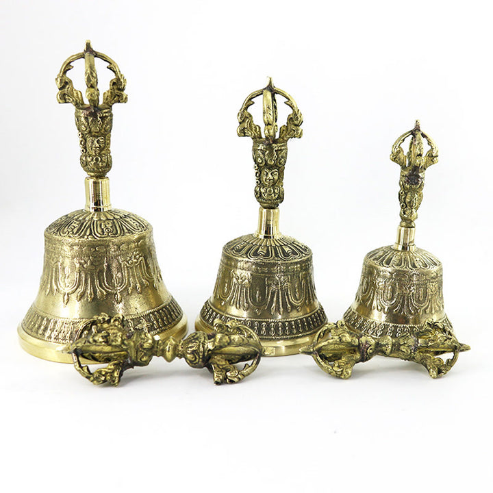 Buddha Stones Campana tibetana per meditazione e Vajra Dorje in rame con bilanciamento fatto a mano Set di decorazioni