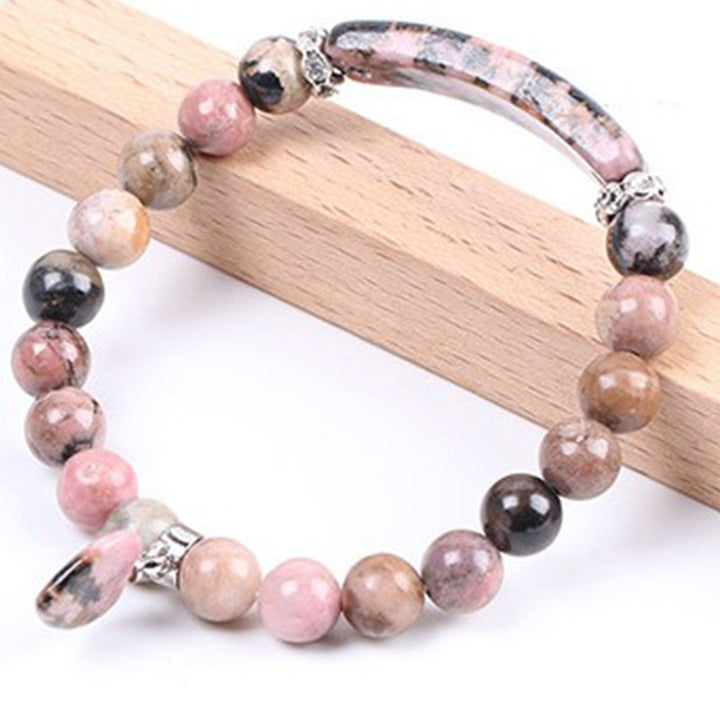 Braccialetto di perline curative con cuore d'amore e rodonite Buddha Stones
