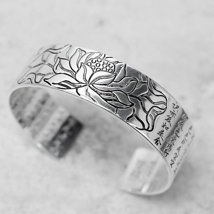 Buddha Stones Braccialetto portafortuna in rame bianco con loto tibetano - image 2