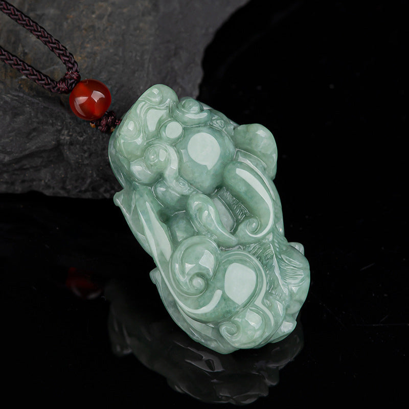 Collana con ciondolo in corda di giada PiXiu con Buddha Stones e fortuna - PiXiu (Ricchezza ♥ Fortuna) - image 1